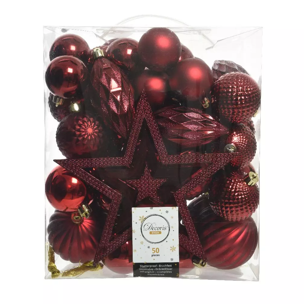 Kit de decoración para árbol de Navidad Mély Burdeos 1