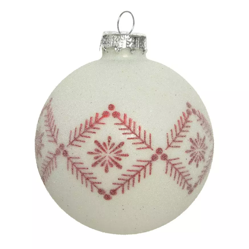 Lot de 3 boules de Noël en verre (D80 mm) Teva Blanc  1