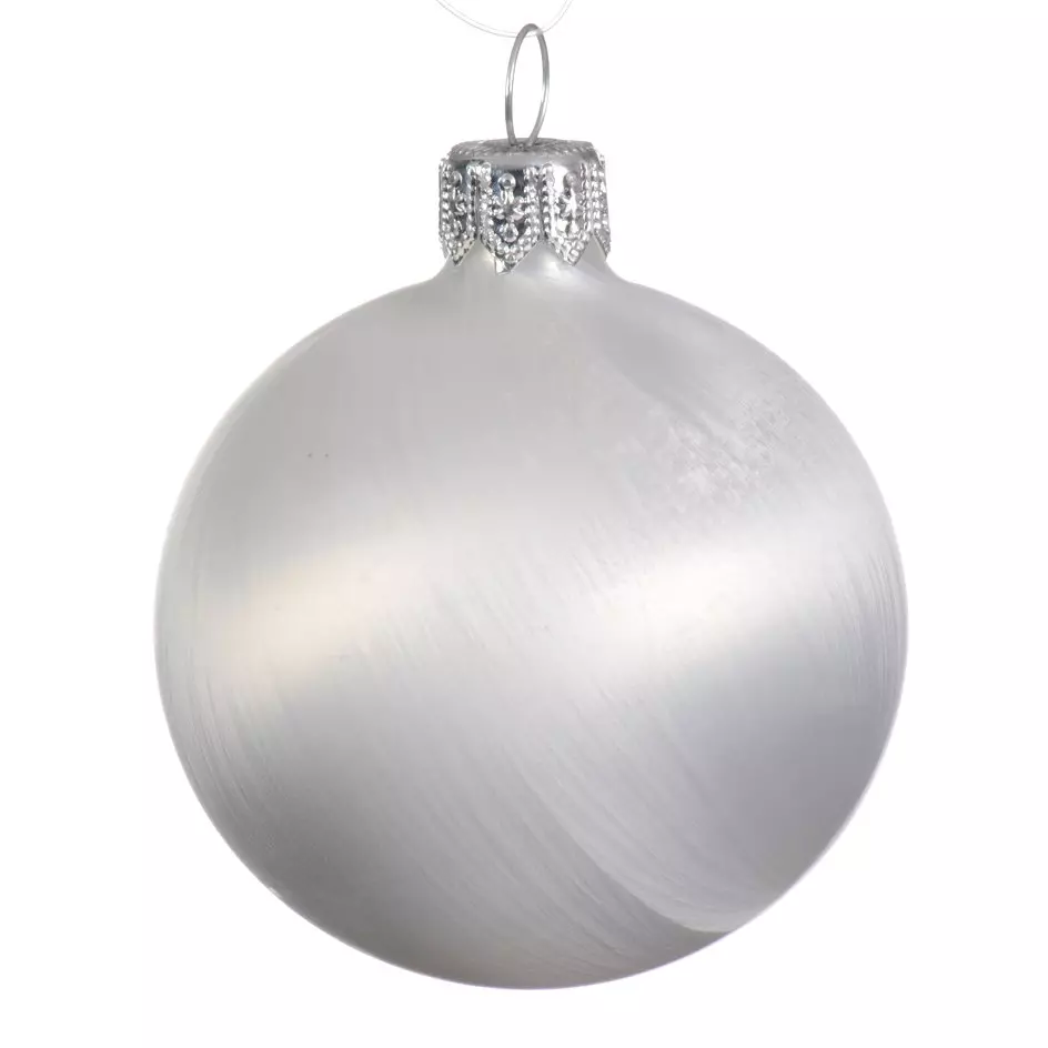 Lot de 4 boules de Noël en verre (D100 mm) Arctique mates Blanc givré   1