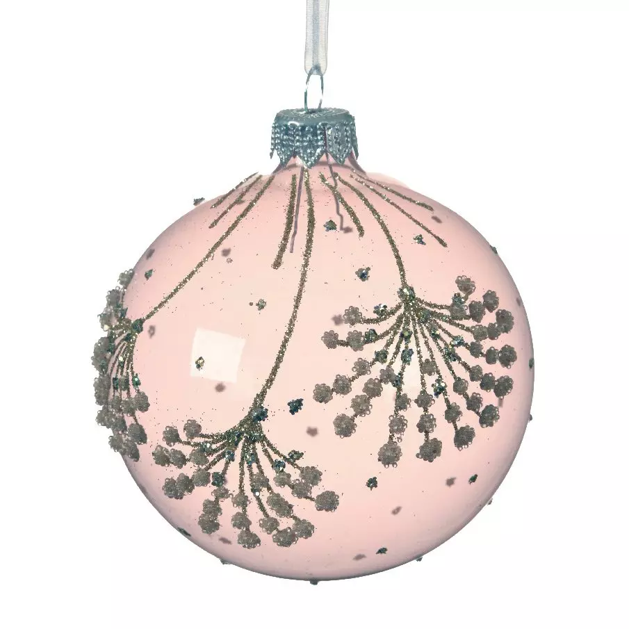 Lot de 6 boules de Noël en verre (D80 mm) Clarie Rose poudré  1
