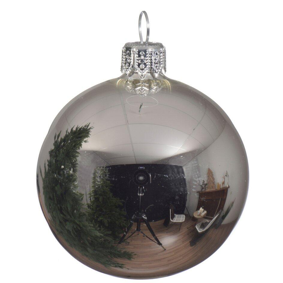 Lotto di 6 palline di Natale di vetro (D80 mm) Scintilla Argento 1