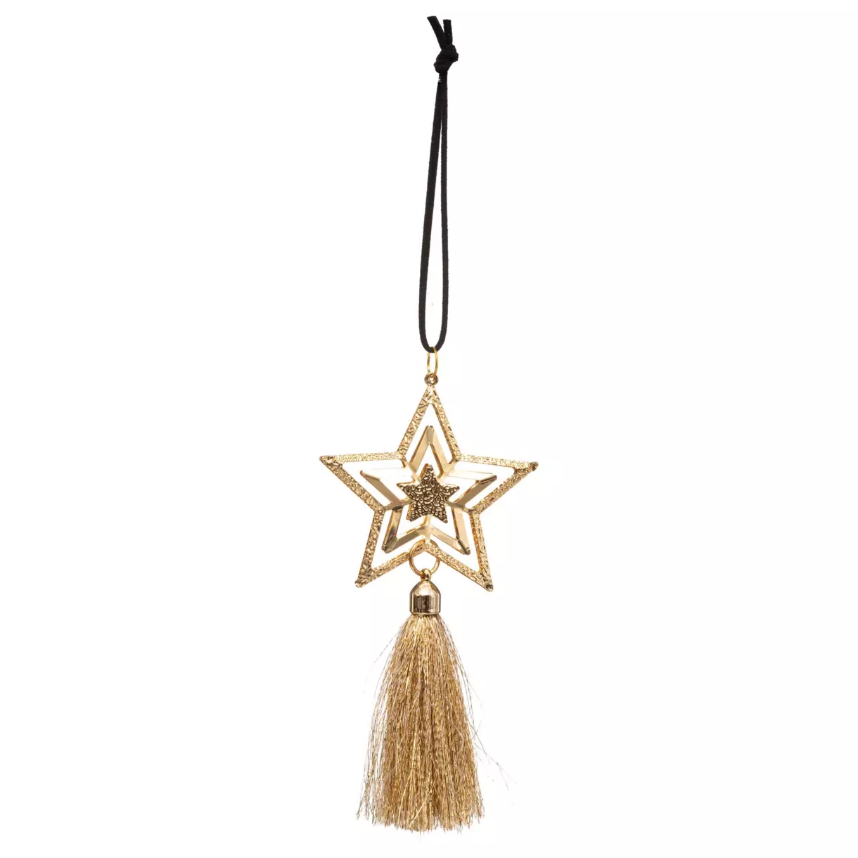 Etoile de Noël à suspendre avec pompon Or 1