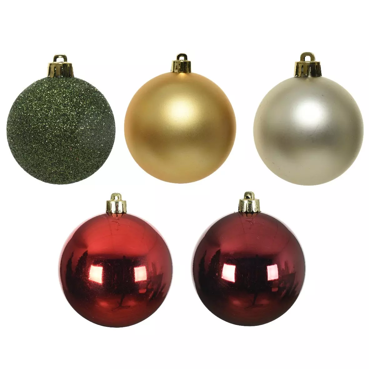 Lote de 30 bolas de Navidad (D60 mm) Alpine multi Verde / Burdeos 1