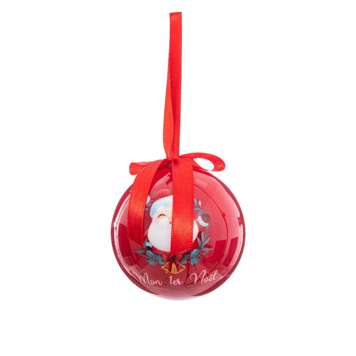 Lote de 3 bolas de Navidad (D75 mm) Primera Navidad Rojo 1