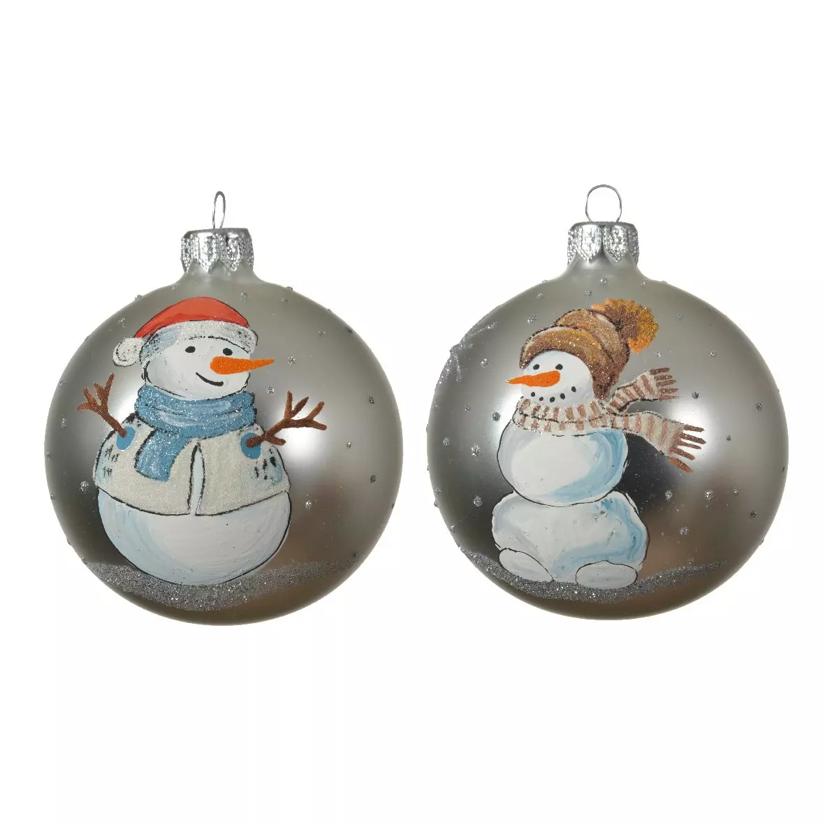 Lot de 6 boules de Noël en verre (D80 mm) Filippo Argent  1