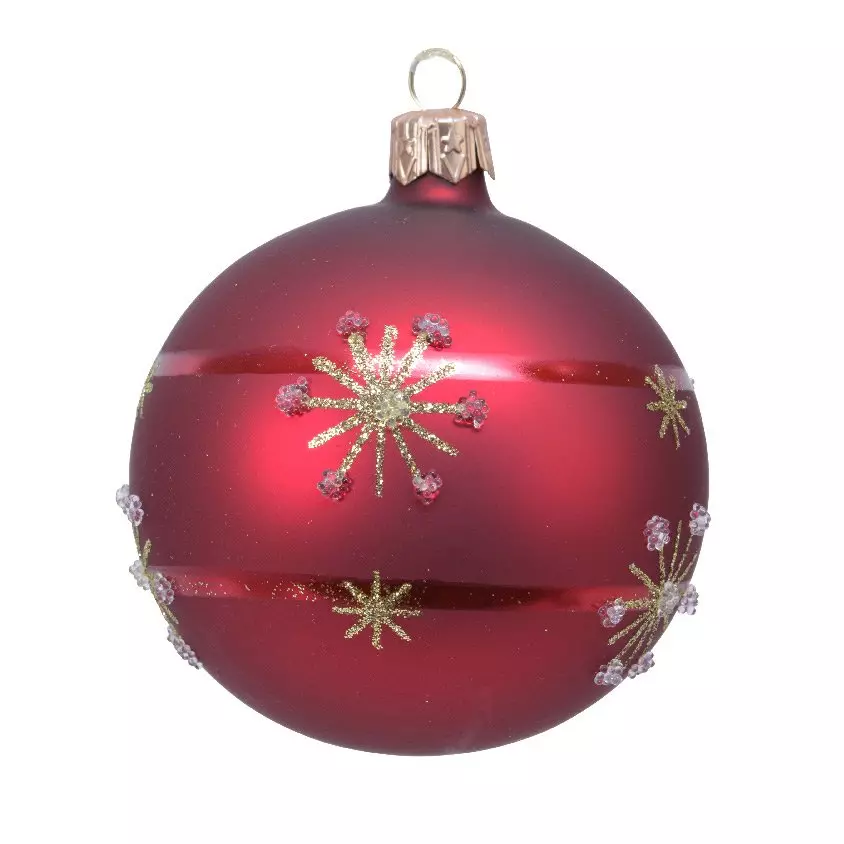 Set van 6 glazen kerstballen (D80 mm) Enea Bordeauxrood  1