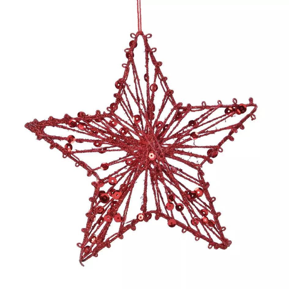 eminza Etoile de Noël à suspendre (H15 cm) Ora Rouge