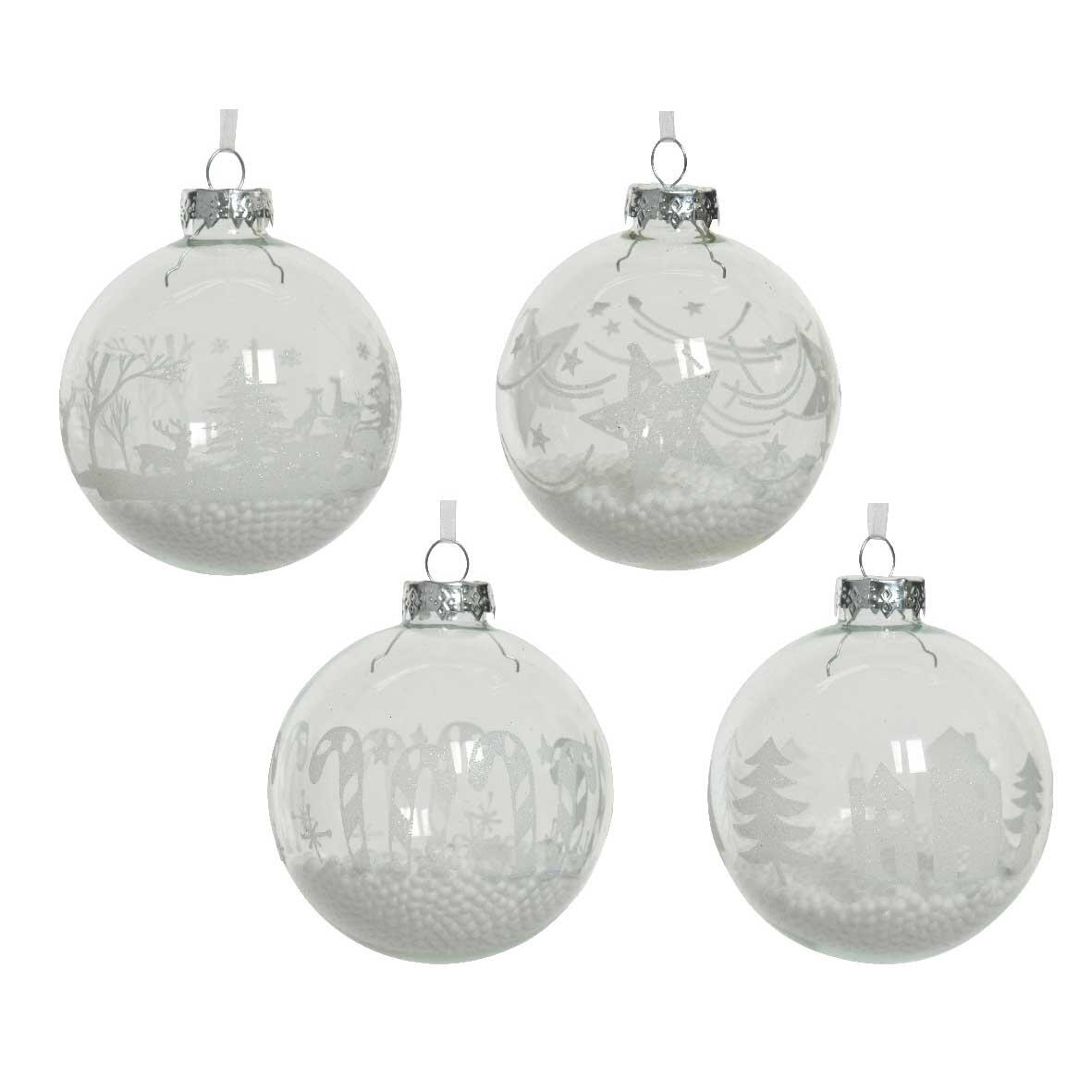 Lote de 12 bolas de Navidad en vidrio (D80 mm) Avya Transparente  1