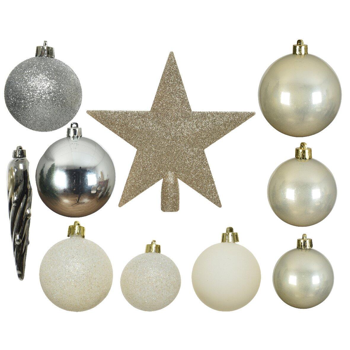 Kit kerst hangdecoratie Novae multi Zilver / Wolwit / Goudkleurig /  parelwit 1