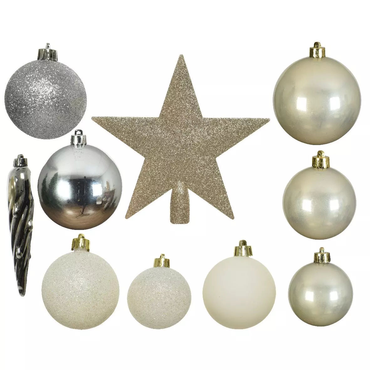 Kit de décoration de sapin de Noël Novae multi Argent / Blanc laine / Or /  Perle 1