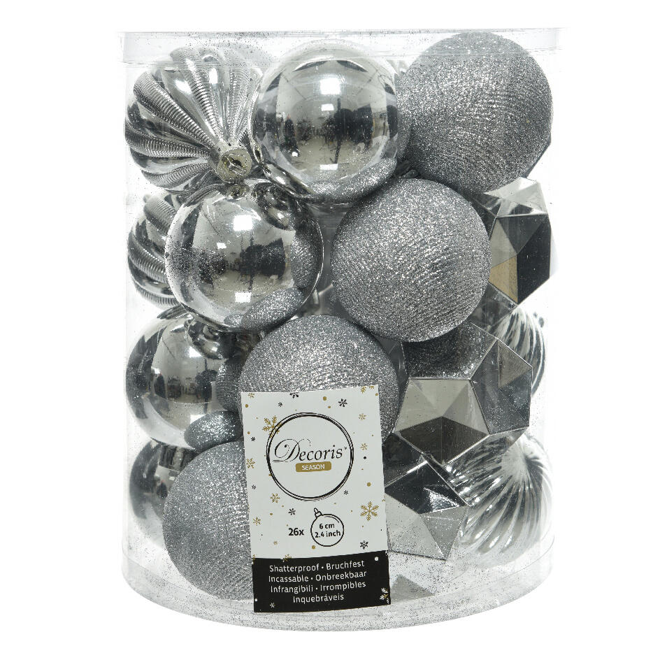 Lote de 26 bolas de Navidad (D60 mm) Alpine mix Plata 1