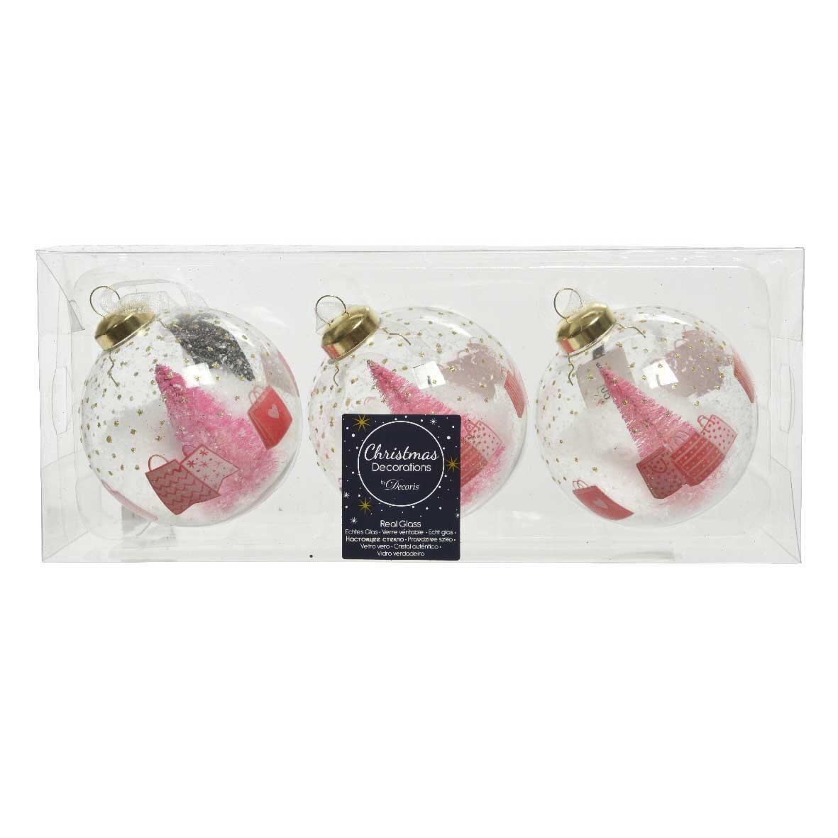 Set van 3 glazen kerstballen (D80 mm) Cadeau Transparant  1