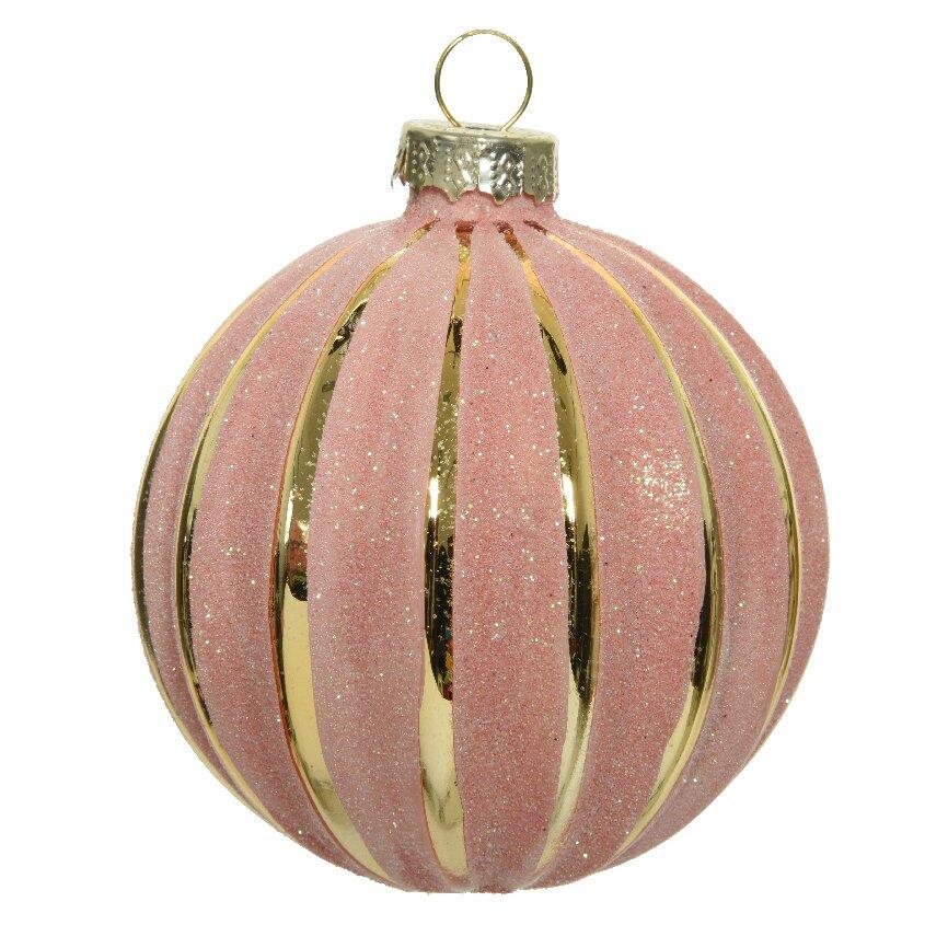 Set van 3 glazen kerstballen (D80 mm) Saveria roze  1