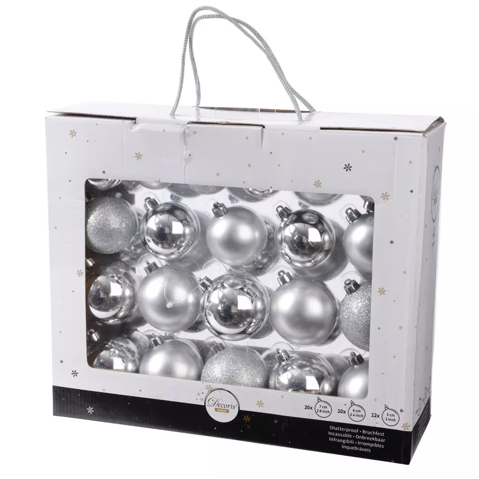 Lote de 42 bolas de Navidad (D70 mm) Monega Plata 1