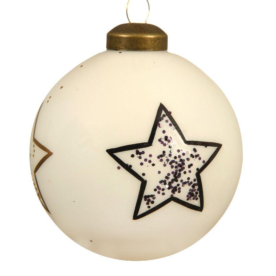 Lotto di 3 palline di Natale di vetro (D80 mm) Myli Bianco panna 1