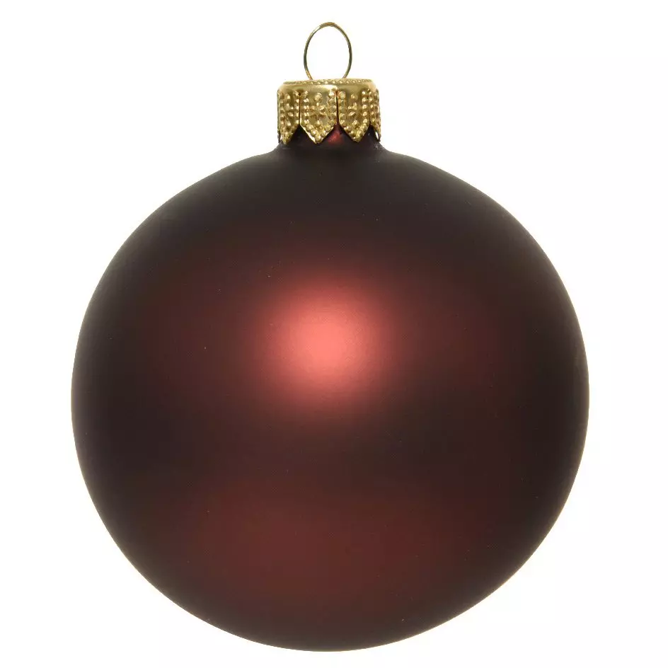 Lot de 4 boules de Noël en verre (D100 mm) Arctique mate Acajou  1