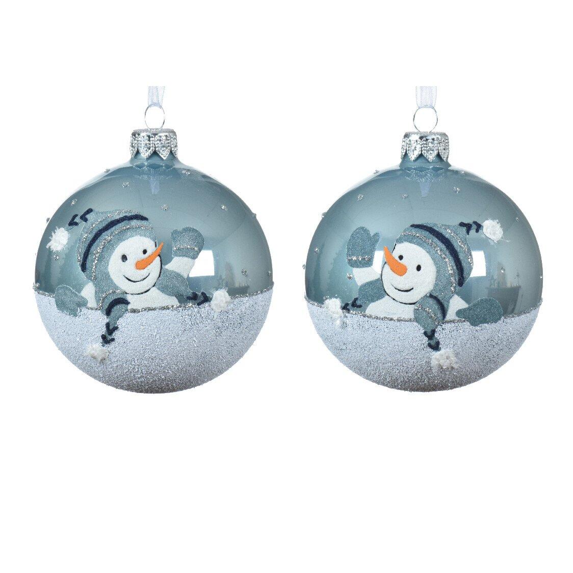 Lotto 6 di palline di Natale di vetro Scintilla Blu nebbia 1