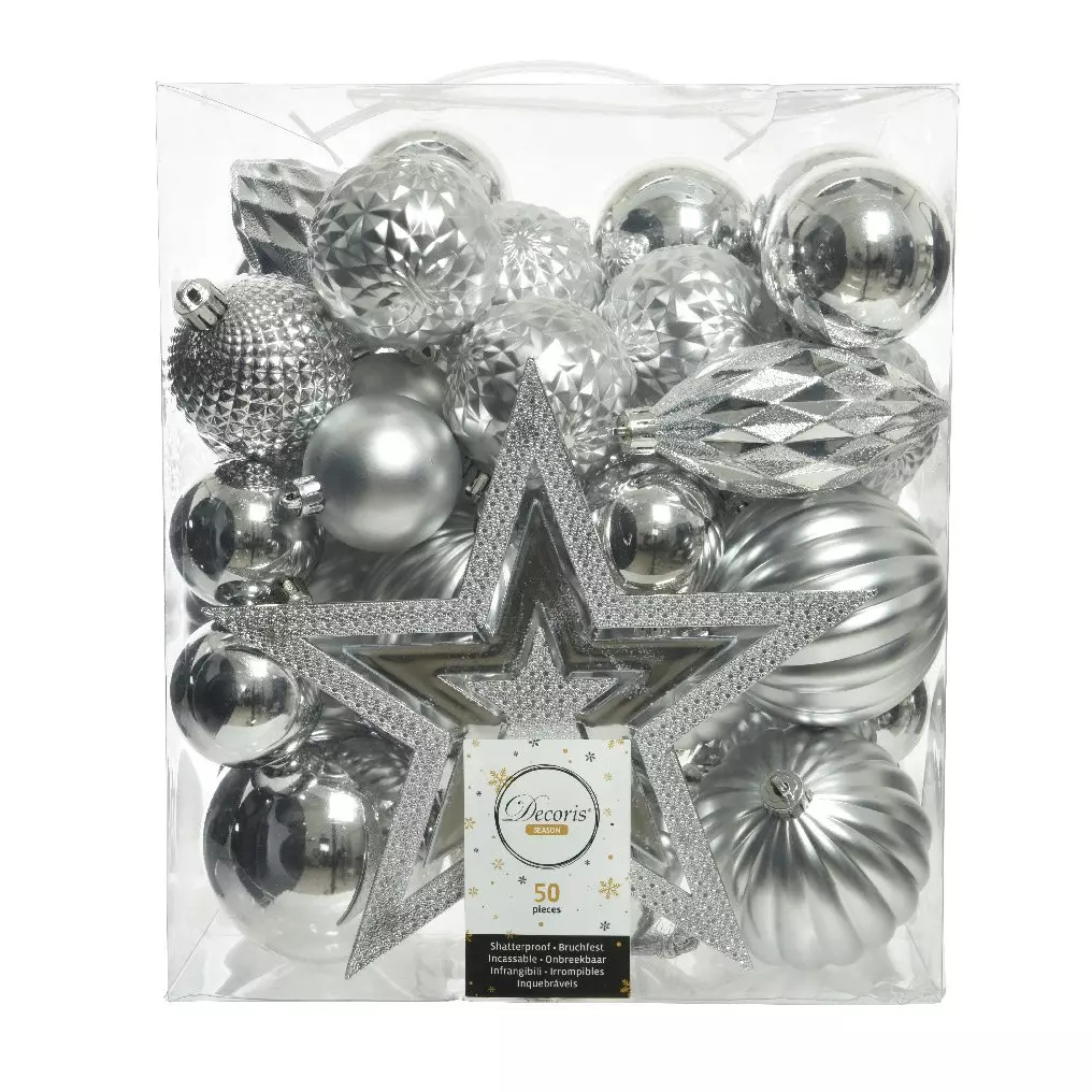 Kit de decoración para árbol de Navidad Mély Plata 1