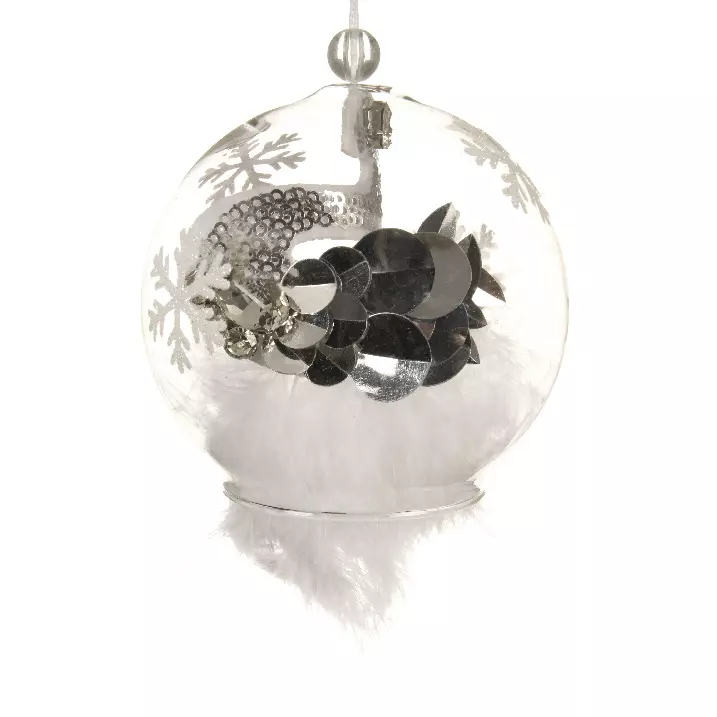 Lot de 2 boules de Noël en verre (D80 mm) Swan Blanc  1