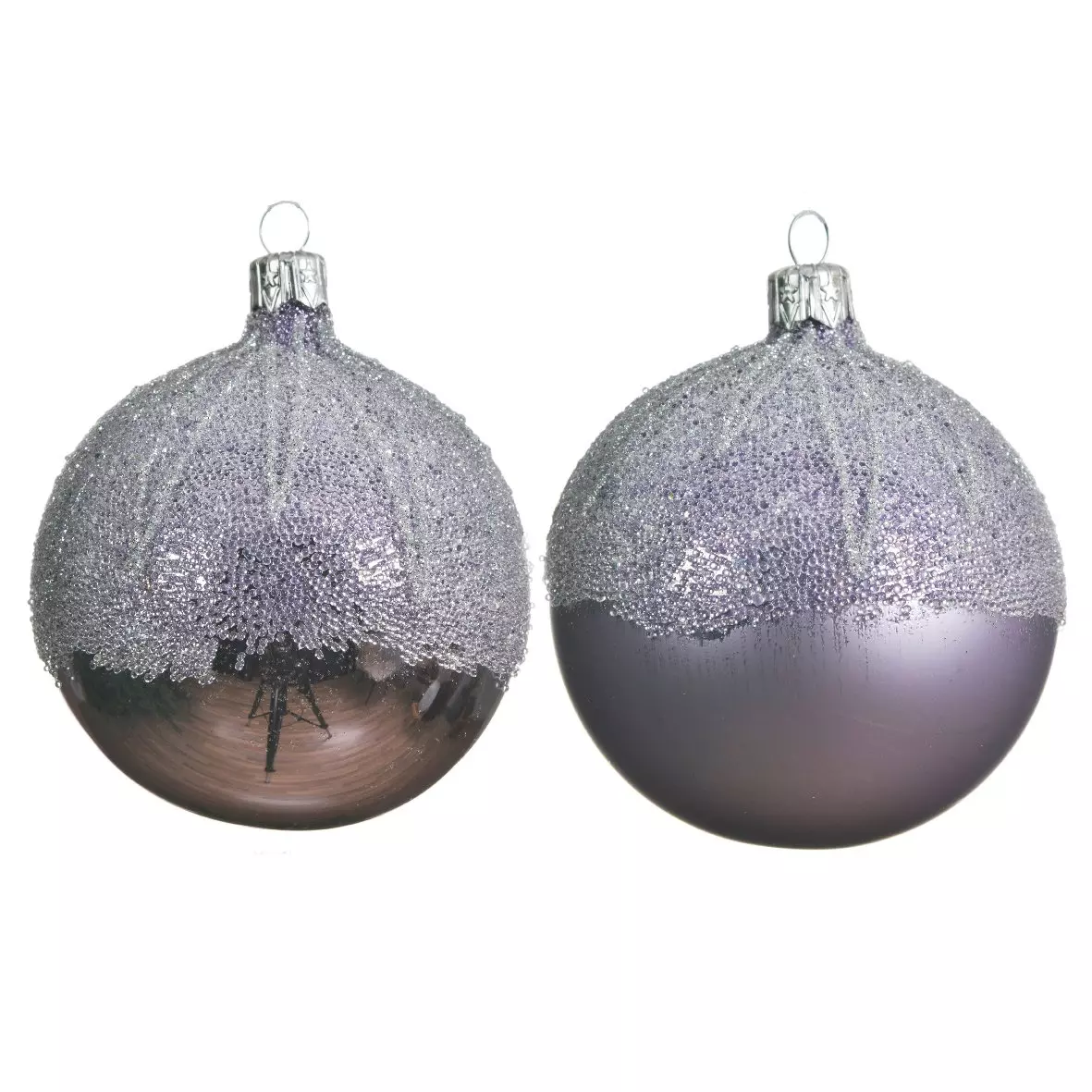 Lot de 6 boules de Noël en verre (D80 mm) Luana Lilas  1