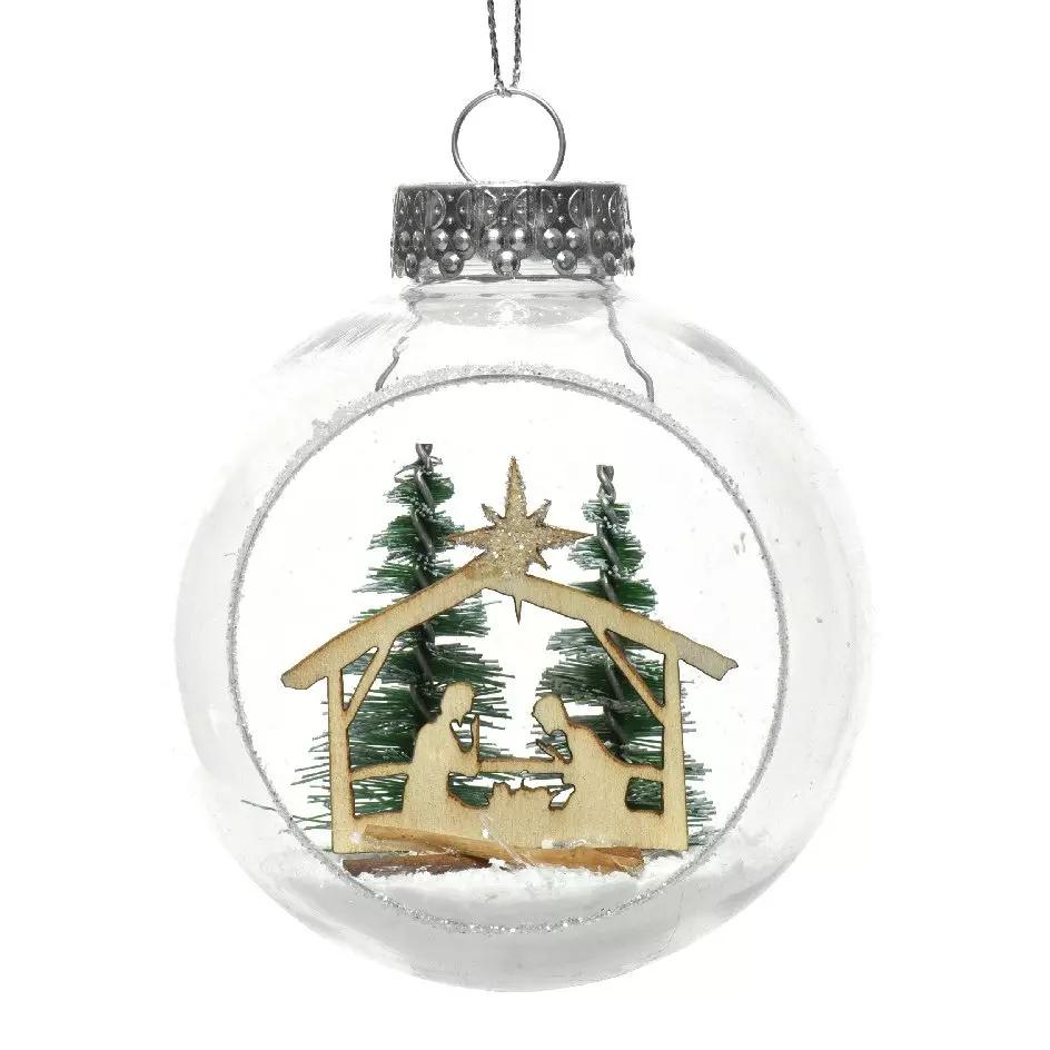 Lot de 12 boules de Noël transparentes (D80 mm) Crèche 1