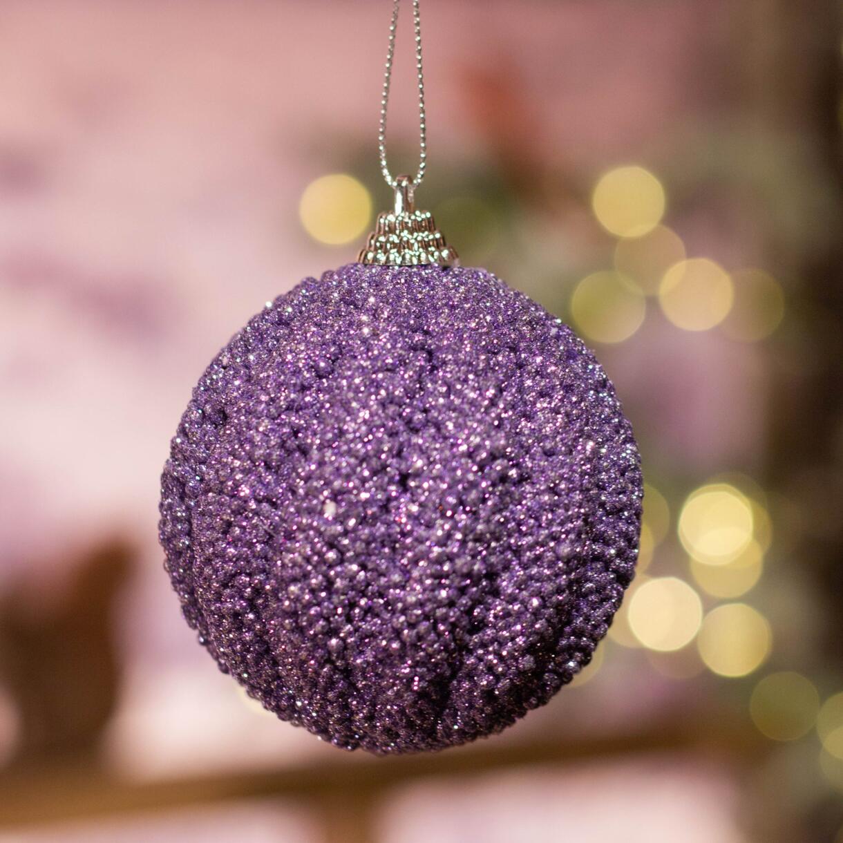 Lote de 12 bolas de Navidad (D80 mm) Etincelle Violeta 1