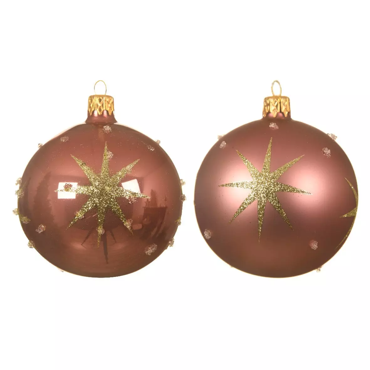 6er set Weihnachtskugeln aus Glas (D80 mm) Astre Altrosa  1