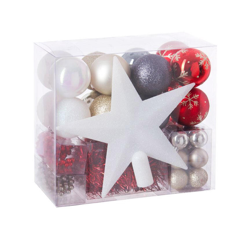 Kit de décoration de sapin de Noël Aspen Rouge / Gris 1