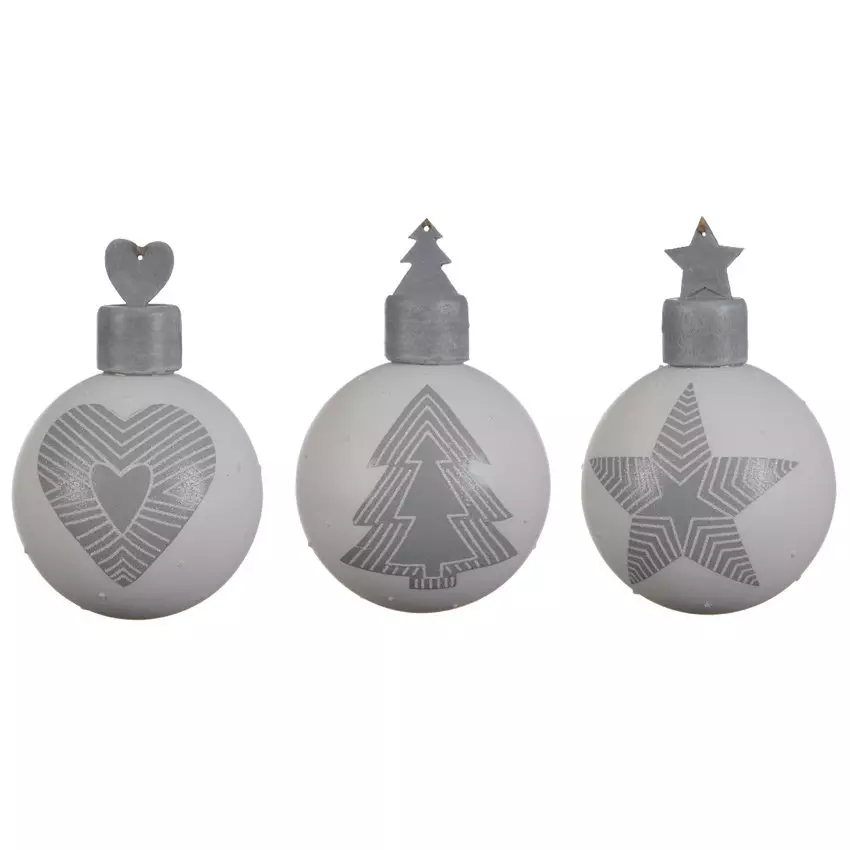 Lote de 3 bolas de Navidad (D80 mm) Tradicional Gris 1