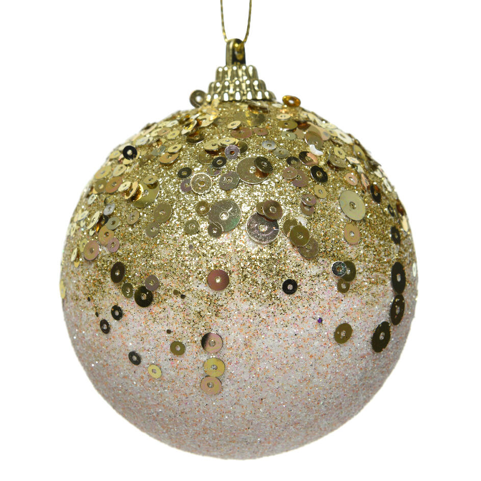 Lote de 12 bolas de Navidad (D80 mm) Maïana Rosa polvo 1