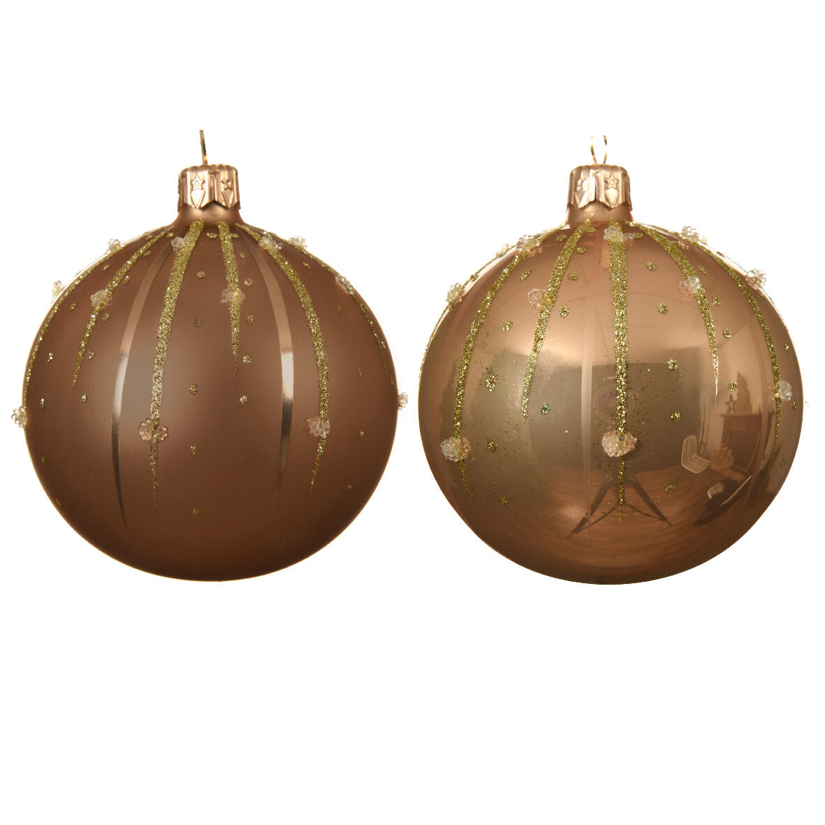 Set van 6 glazen kerstballen (D80 mm) Goutella Beige  1