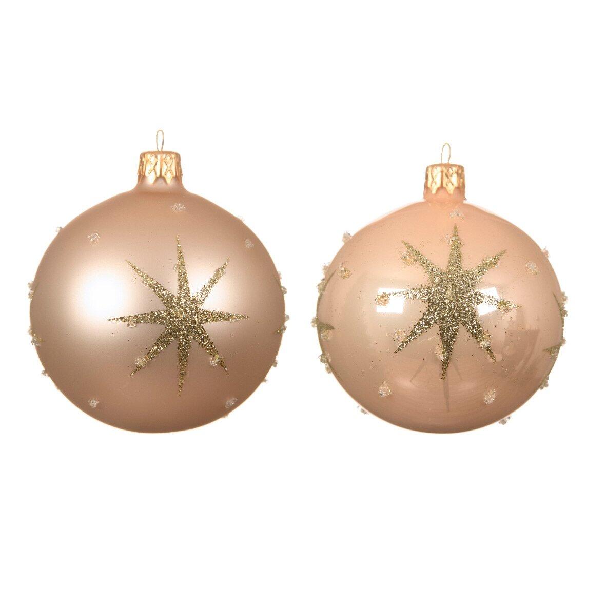 Lotto di 6 palline di Natale di vetro (D80 mm) Astre Perla 1