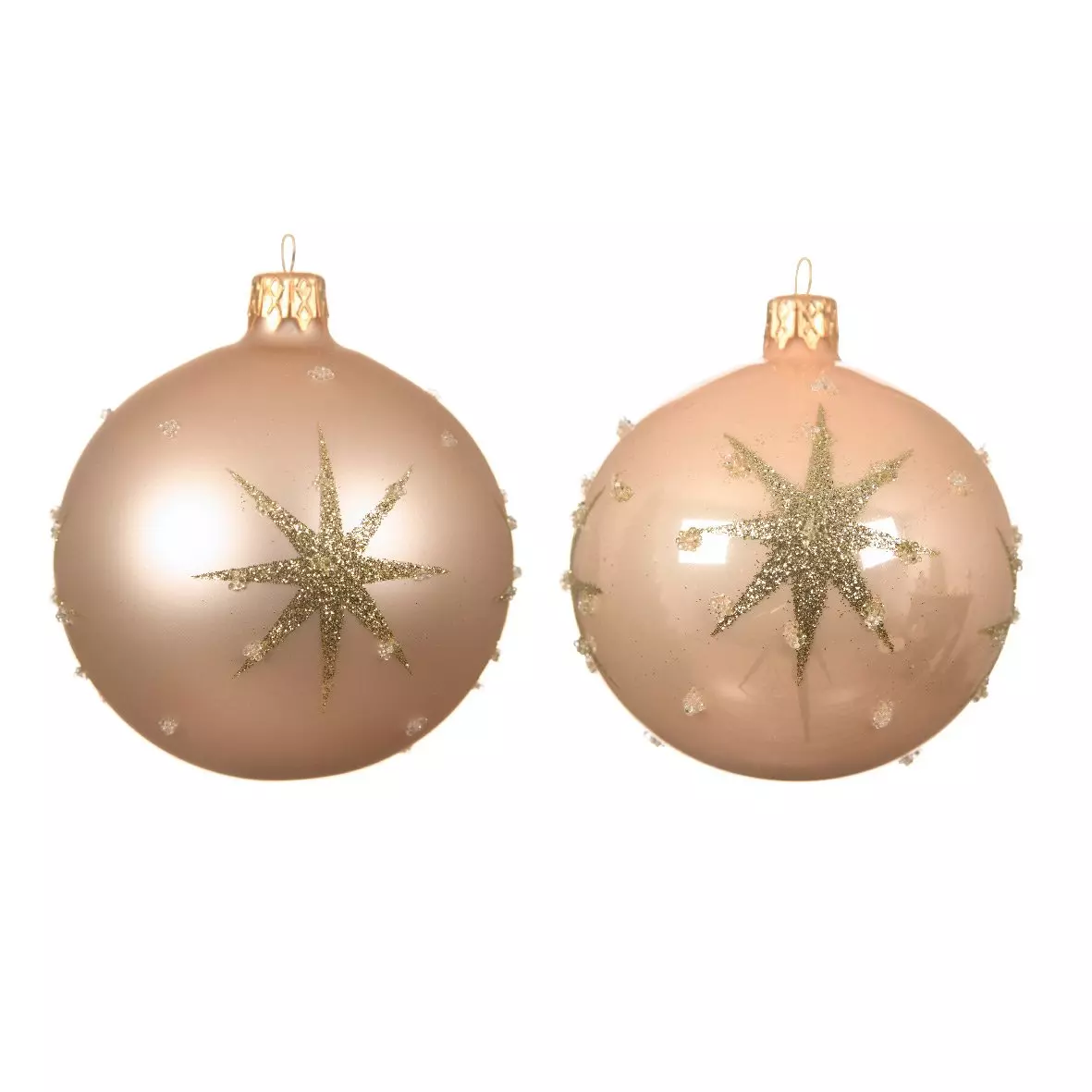 6er set Weihnachtskugeln aus Glas (D80 mm) Astre Perlweiß  1