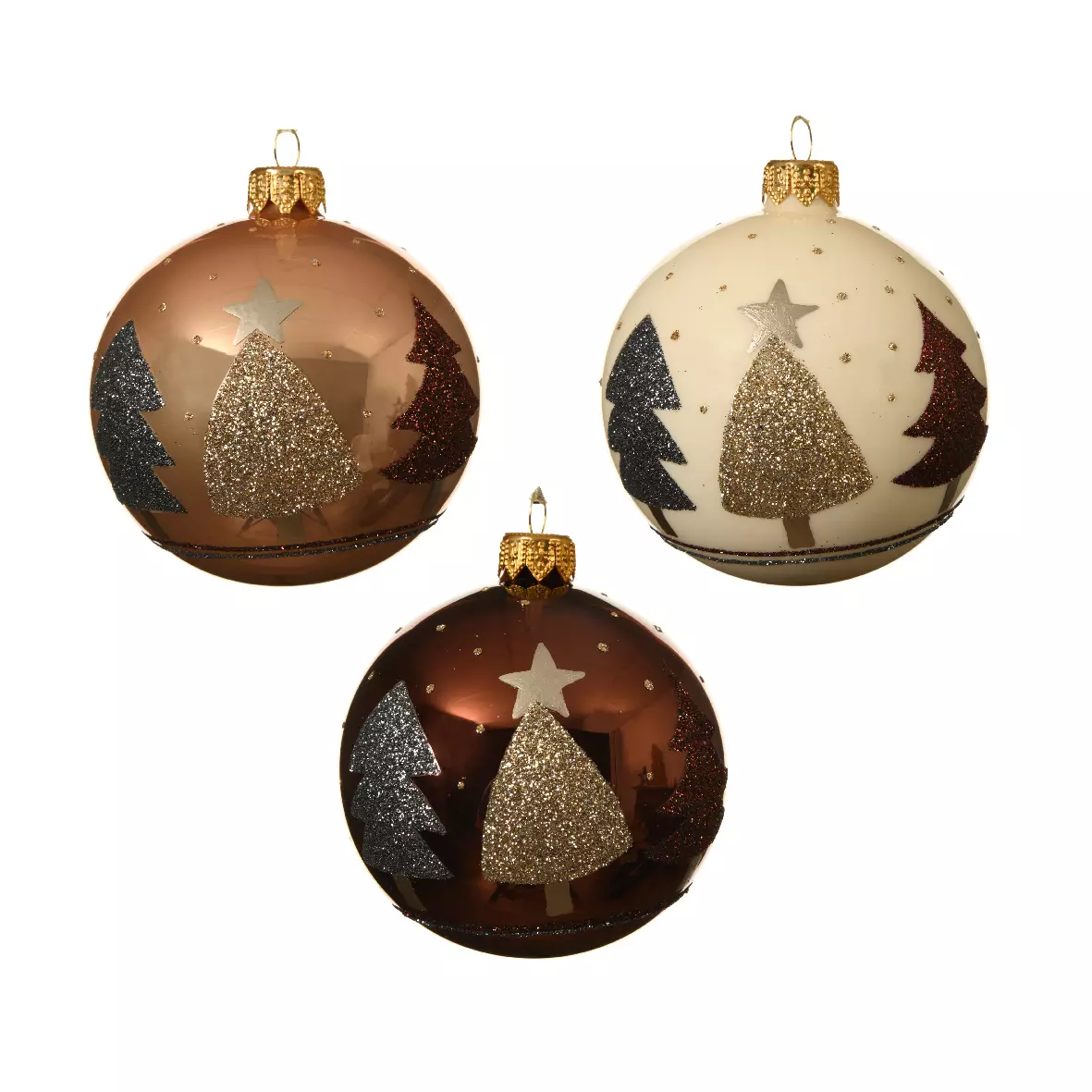 Lote de 6 bolas de Navidad en vidrio (D80 mm) Sapi Rojo castaño  1