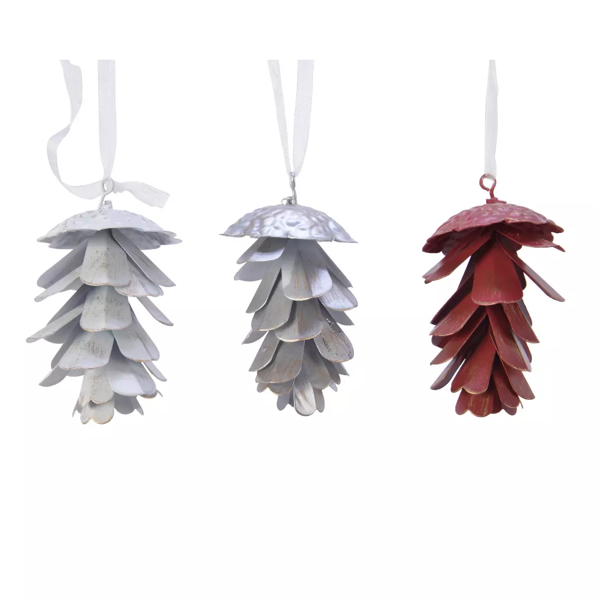 Lot de 3 pommes de pin à suspendre Cima Rouge brun 1