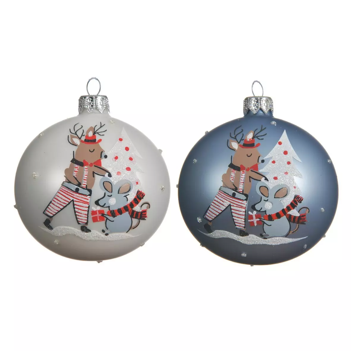 Lote de 6 bolas de Navidad en vidrio (D80 mm) Helin Azul claro  1
