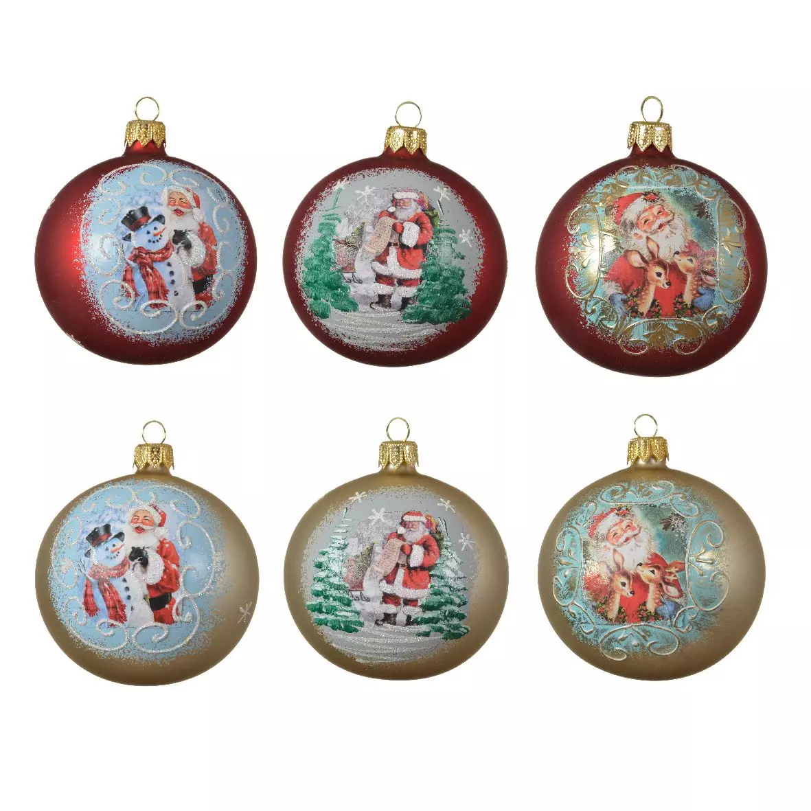 Set van 6 kerstballen (D80 mm) Vintage Rood 1