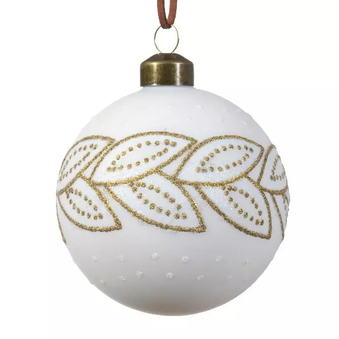 Lot de 3 boules de Noël (D80 mm) en verre Nature d'hiver Blanc laine 1