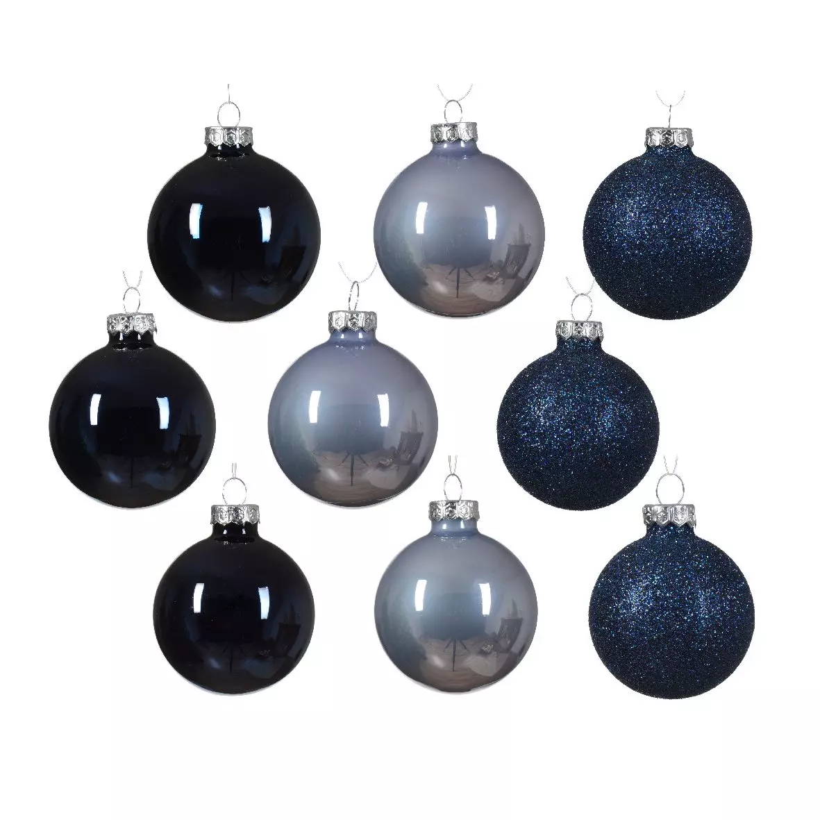 Set van 21 glazen kerstballen (D70 mm) Cristal en verre Blauw 1