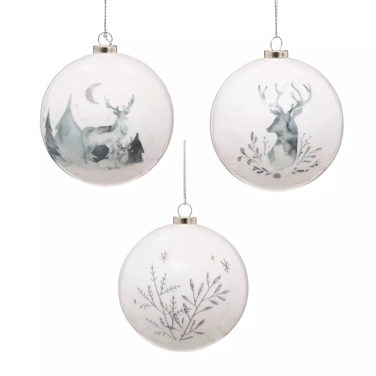 Lote de 7 bolas de Navidad (D75 mm) Renny Blanco 1