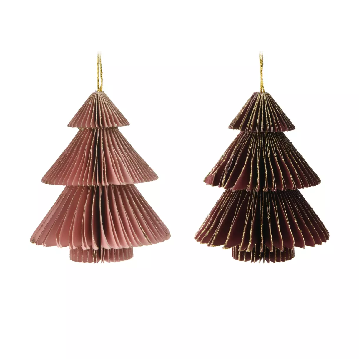 Set van 12 hangdecoraties Kerstbomen roze 1
