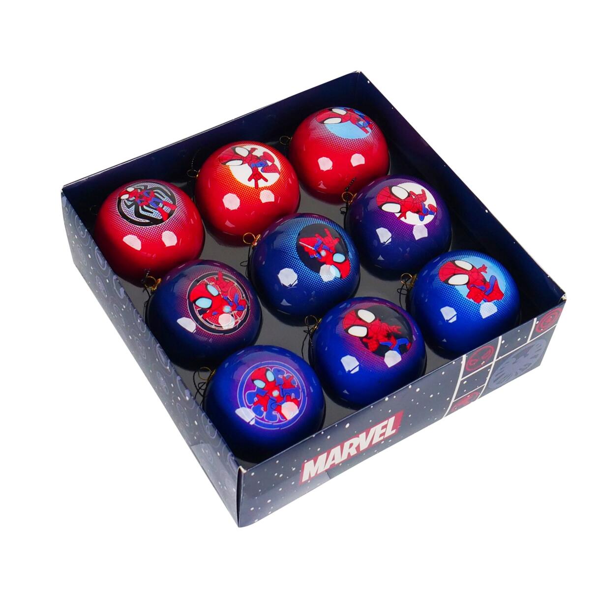 Cofanetto regalo 9 palline di Natale (D75 mm) Disney Spiderman Blu 1