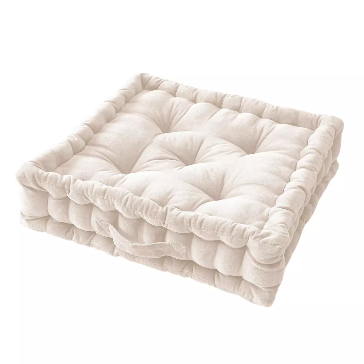 Cojín de suelo en terciopelo de algodón(50 cm) César Beige pampa 1