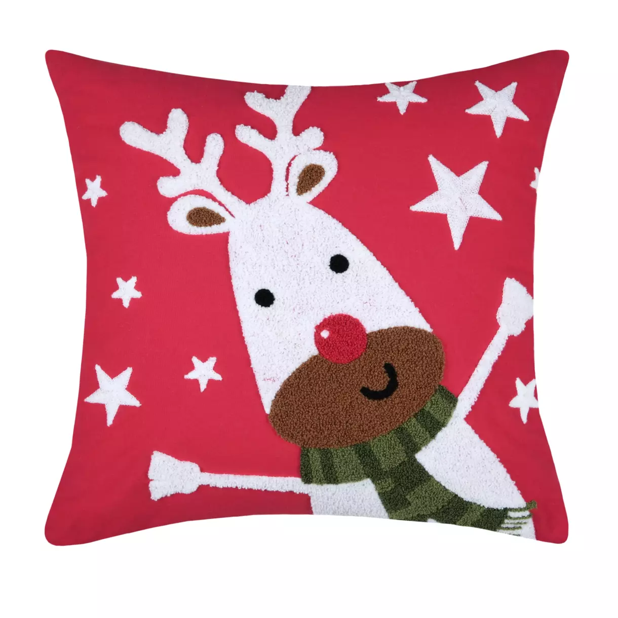 Cojín de Navidad cuadrado (45 cm) Falala Renne rojo y blanco

 1