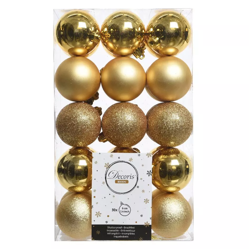 Lot de 30 boules de Noël (D60 mm) Alpine Or 1