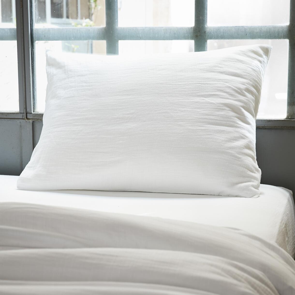 Funda para almohada rectangular en gasa de algodón (L70 cm) Gaïa Blanco chantilly 1