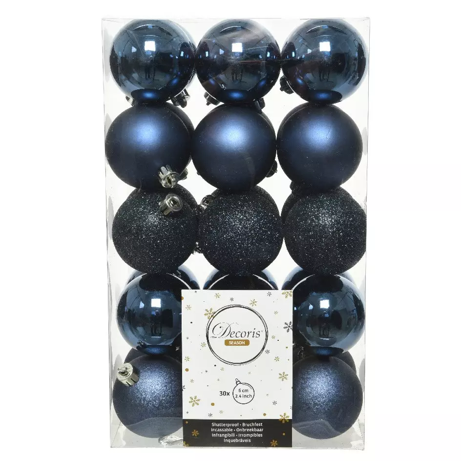 Lote de 30 bolas de Navidad (D60 mm) Alpine Medianoche 1