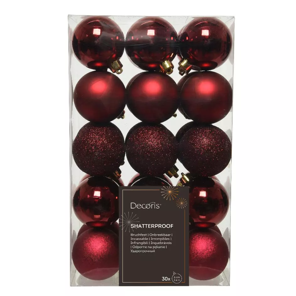 Lote de 30 bolas de Navidad (D60 mm) Alpine Burdeos 1