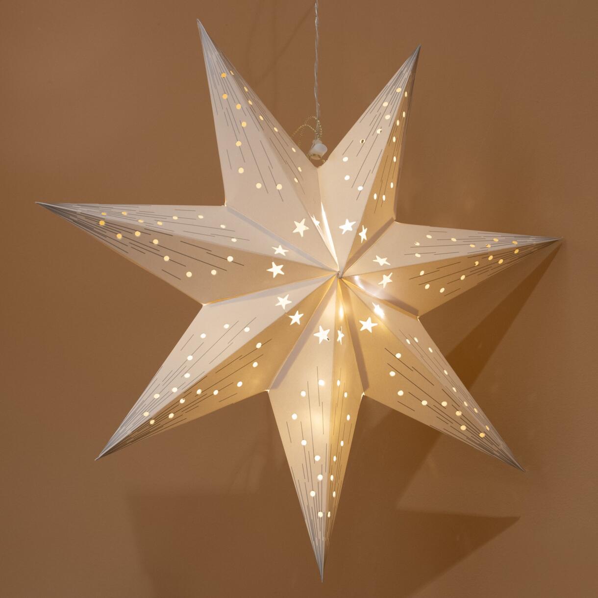 Estrella luminosa a pilas Oria blanco y Blanco cálido 1