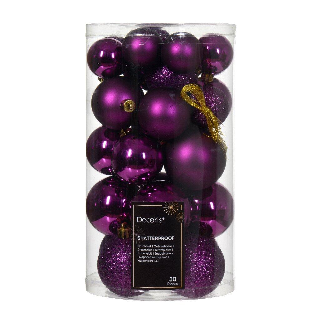 Lote de 30 bolas de Navidad Alpine surtido Violeta 1